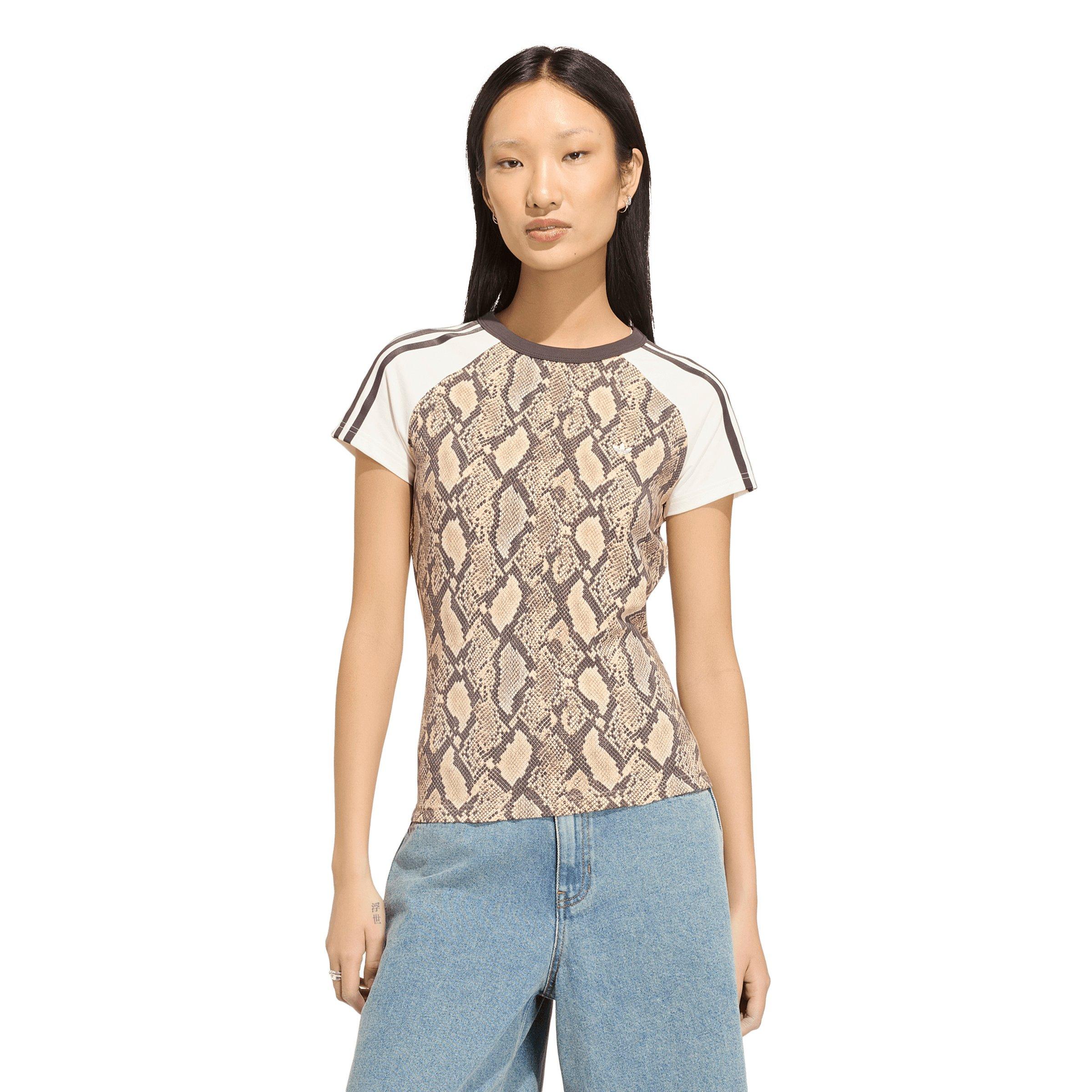 adidas Originals Women's Snake Print Cali Tee - Beige - BEIGE